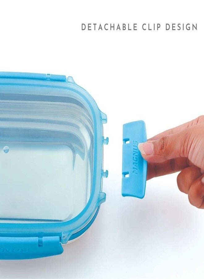 Magnus Bolt Classic Rectangular Leakproof Lunch Box for School & Office (800 ml + 150 ml)(Outer Steel and Inside Plastic Lid) - Image 2